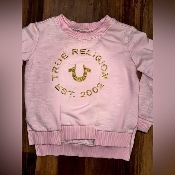 True Religion Pink Toddler Girs Sweatshirt Size 4 - Picture 1 of 4